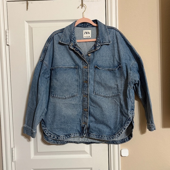 Zara Denim Button Front Jacket - Picture 1 of 5